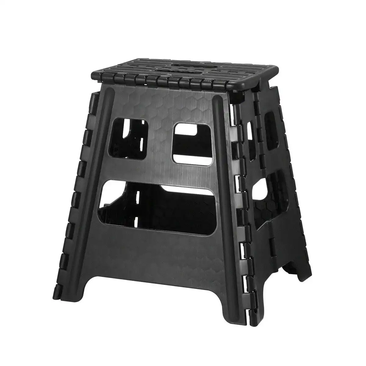 Ausway Black Foldable Step Stool with Handle Footstool Plastic Childrens Chair Portable Helper Kitchen Potty Bathroom 29x22x39cm