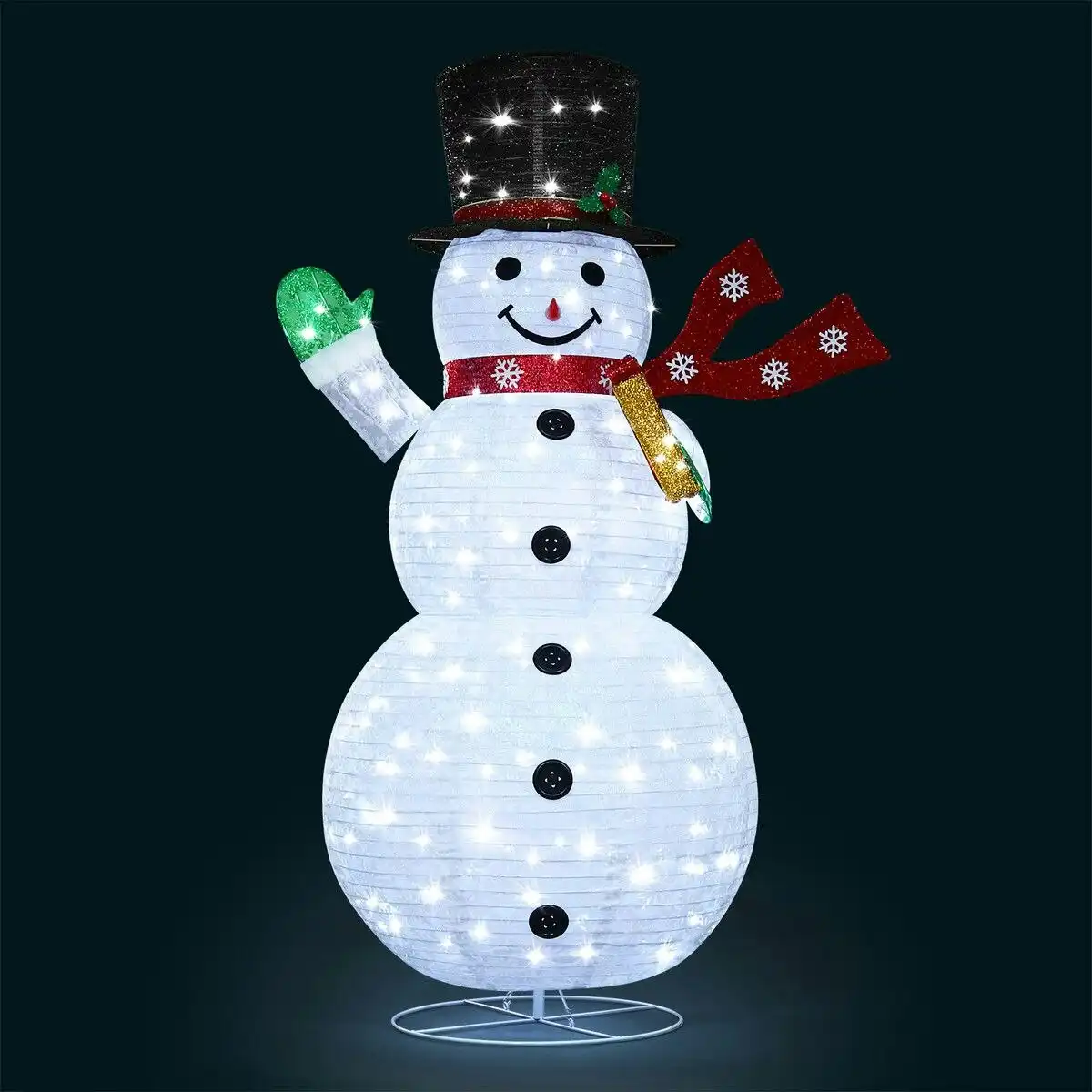 Solight 180cm Christmas Light Snowman Decoration 200 LED Strip Home Display Outdoor Xmas Holiday House Ornament Folding 8 Flickering Effects