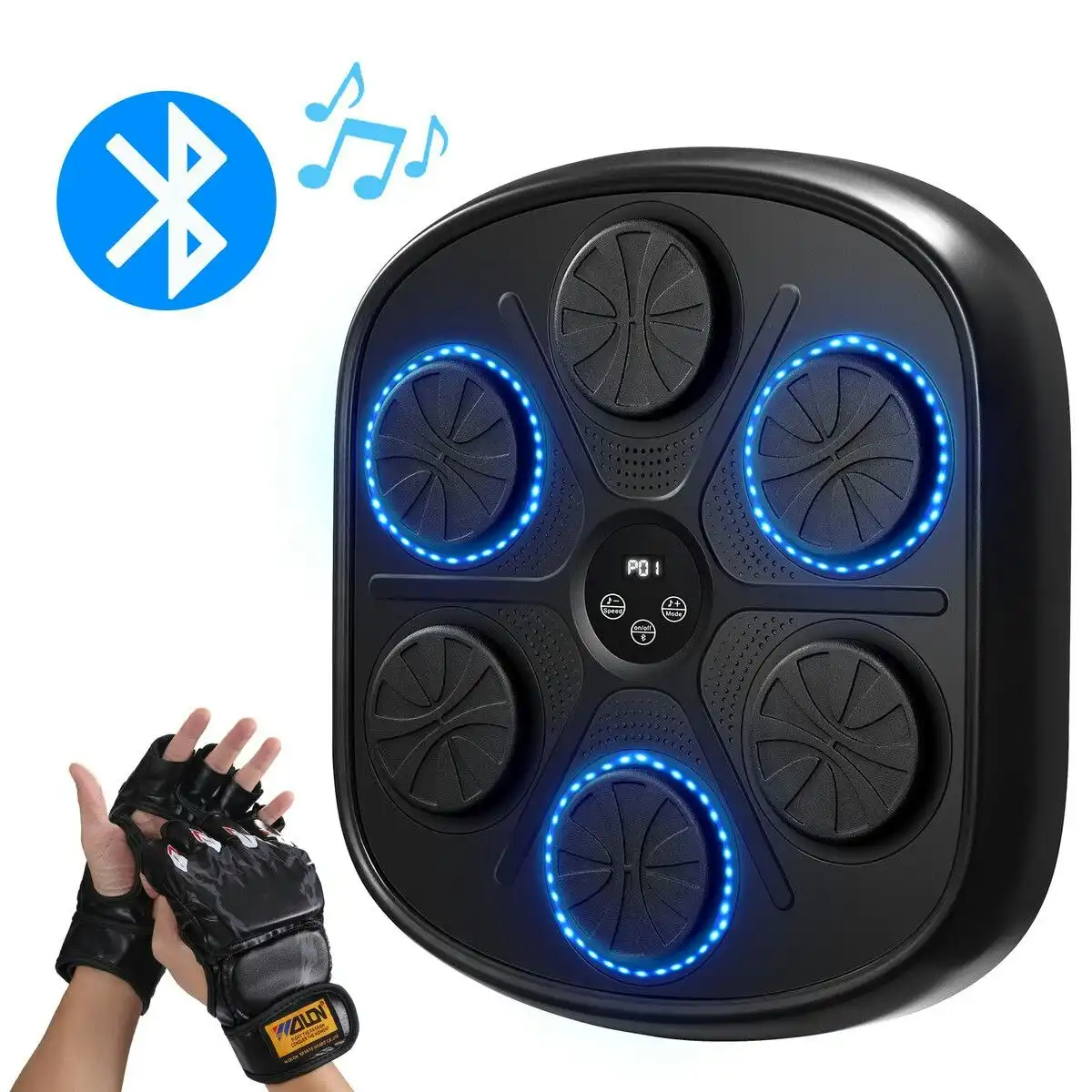 Ausway Music Boxing Machine Pad with Punching Gloves Smart Electronic Bluetooth Training Home Gym Wall Target Equipment USB Charger