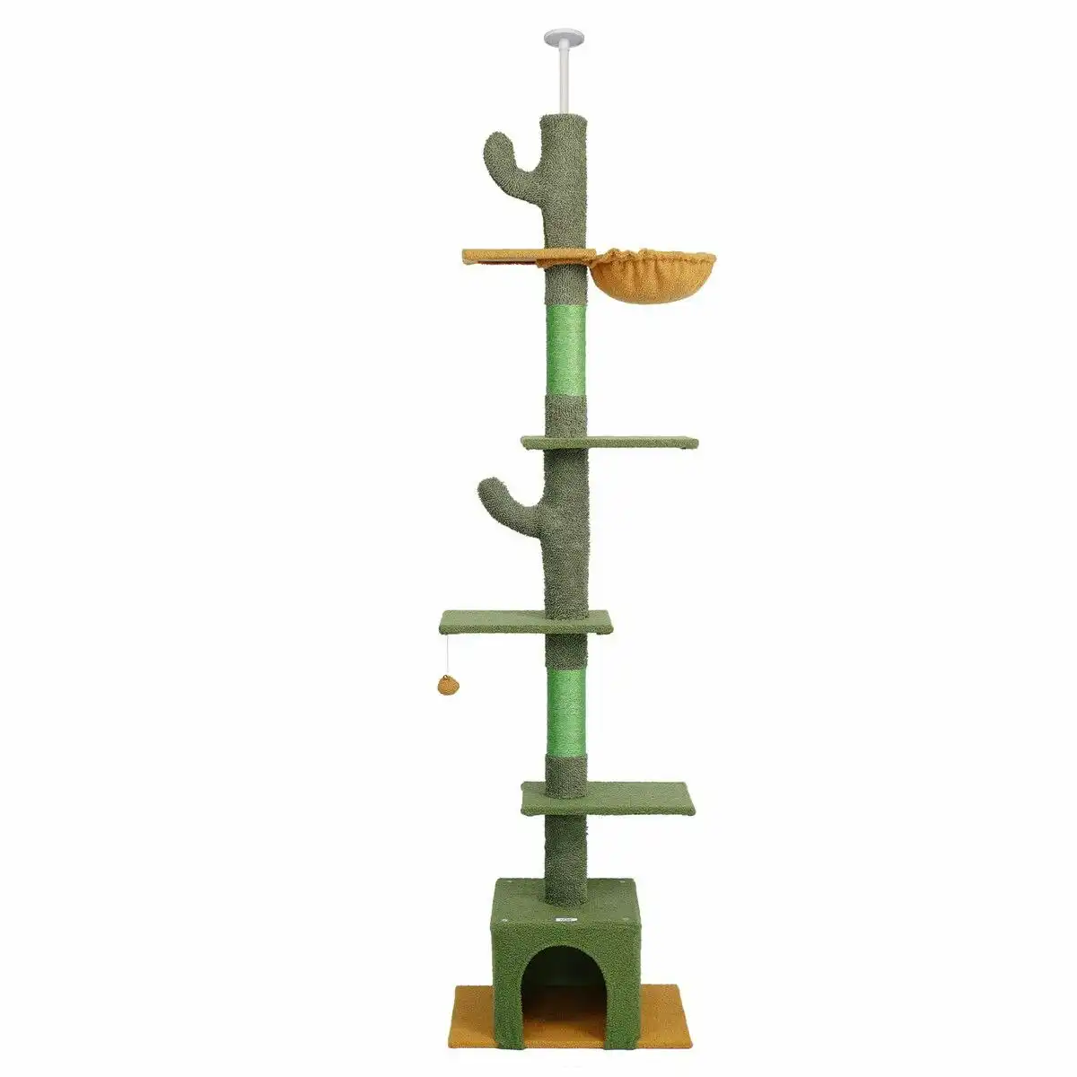 Pet Scene Cat Tree Kitty Tower Scratching Post Bed Sisal Scratcher House Stand Cave Floor to Ceiling Furniture Hammock Platforms 229-275cm