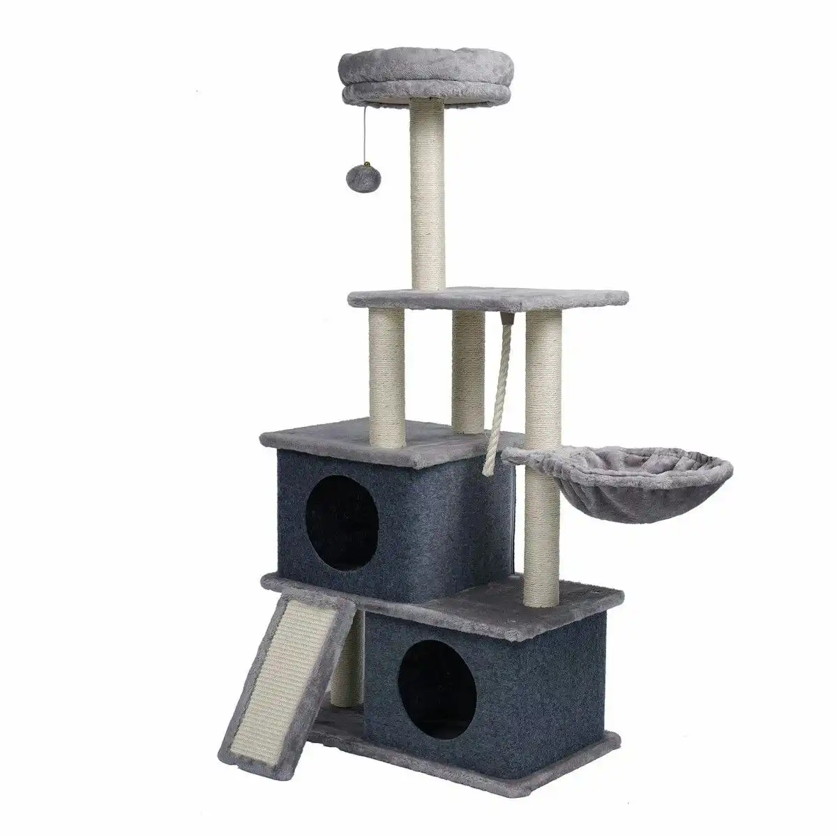 Pet Scene 127cm Cat Tree Tower Scratching Post Bed Sisal Scratcher Furniture House Cave Condos Climbing Stand Gym Hammock Ramp