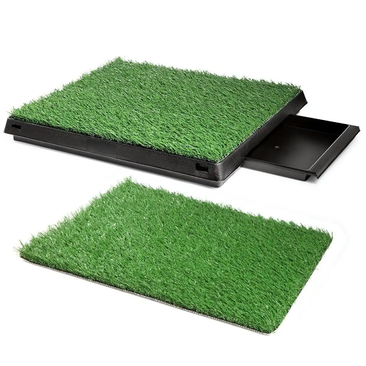 Ausway Indoor Pet Pee Training Pad with 2 Artificial Grass Mat