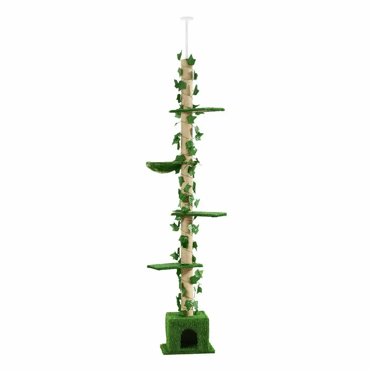 Pet Scene 5 Level Cat Tree Tower Sisal Scratching Post Stand Furniture Scratcher Cave Activity Centre Condo Hammock Gym Platform Floor to Ceiling 232cm to 282cm