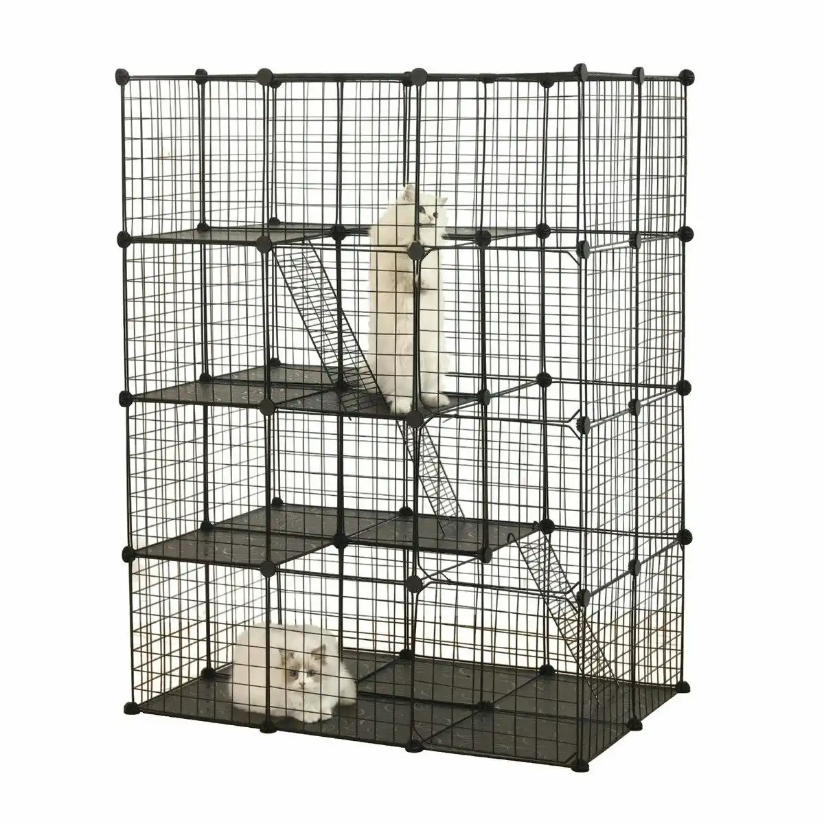Pet Scene 4 Tier Cat Cage Enclosure Crate XL DIY Rabbit Bunny Ferret Hutch House Cattery Kitty Kitten Fence Kennel Playpen Pen Habitat Platforms Ramps