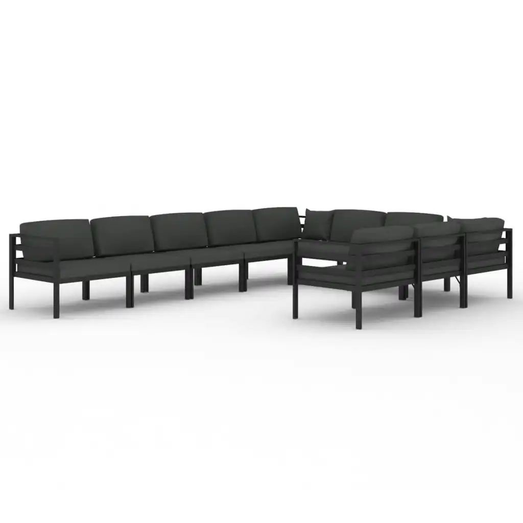 10 Piece Garden Lounge Set with Cushions Aluminium Anthracite 3107825