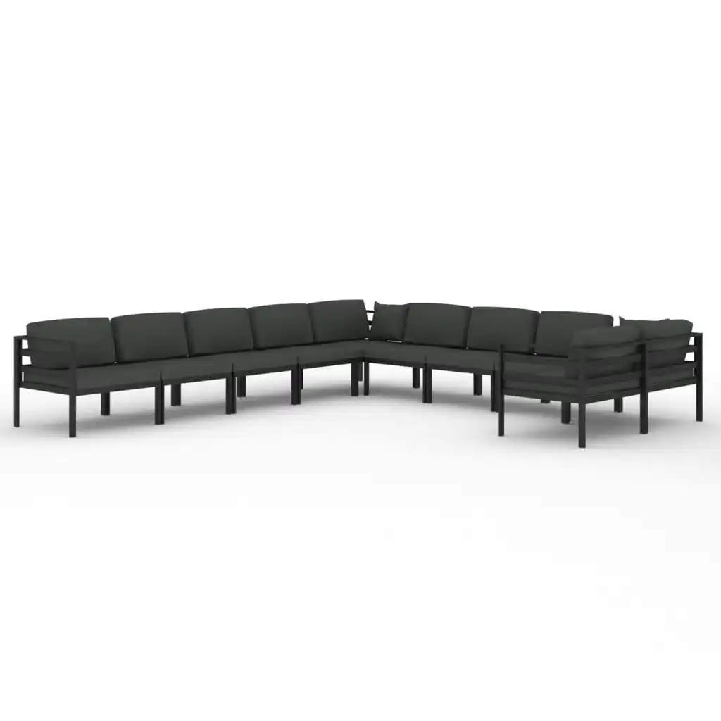 10 Piece Garden Lounge Set with Cushions Aluminium Anthracite 3107827