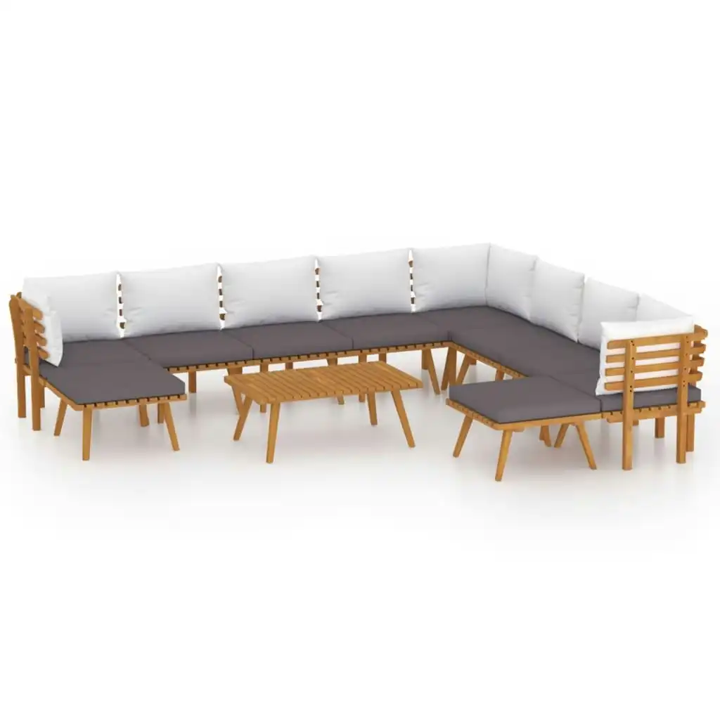11 Piece Garden Lounge Set with Cushions Solid Wood Acacia 3087019