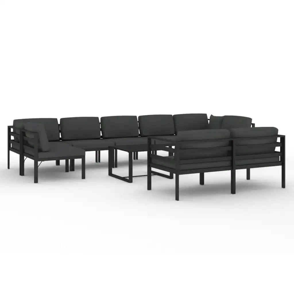 10 Piece Garden Lounge Set with Cushions Aluminium Anthracite 3107819