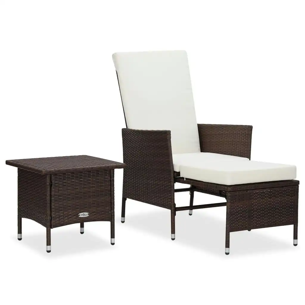 2 Piece Garden Lounge Set with Cushions Poly Rattan Brown 310232