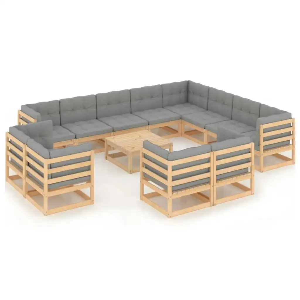 13 Piece Garden Lounge Set with Cushions Solid Pinewood 3077009