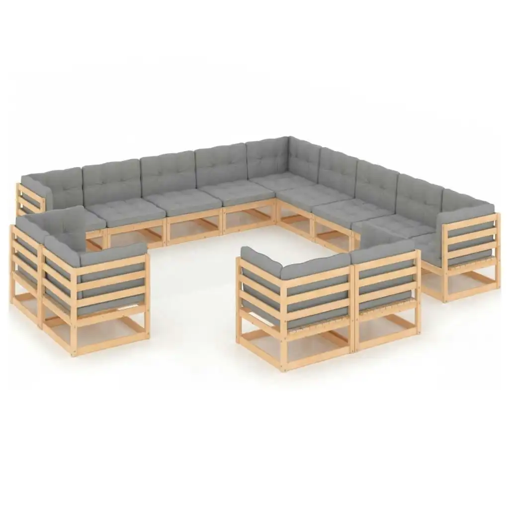 13 Piece Garden Lounge Set with Cushions Solid Pinewood 3077014