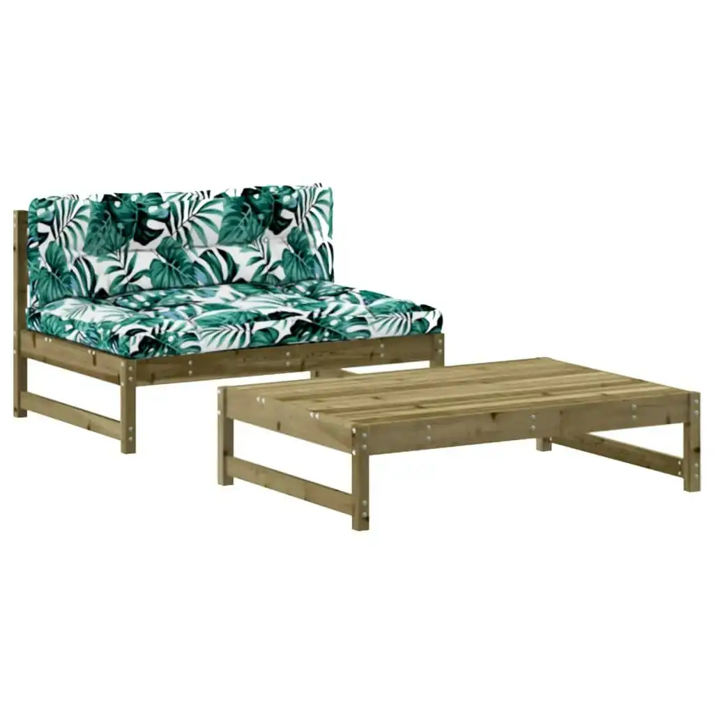 2 Piece Garden Lounge Set with Cushions Impregnated Wood Pine 3186108