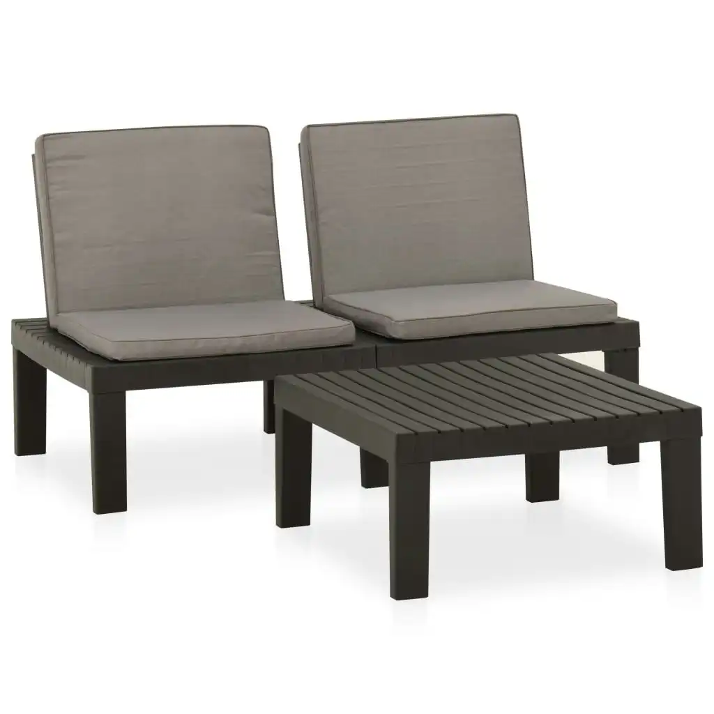 2 Piece Garden Lounge Set with Cushions Plastic Grey 315853