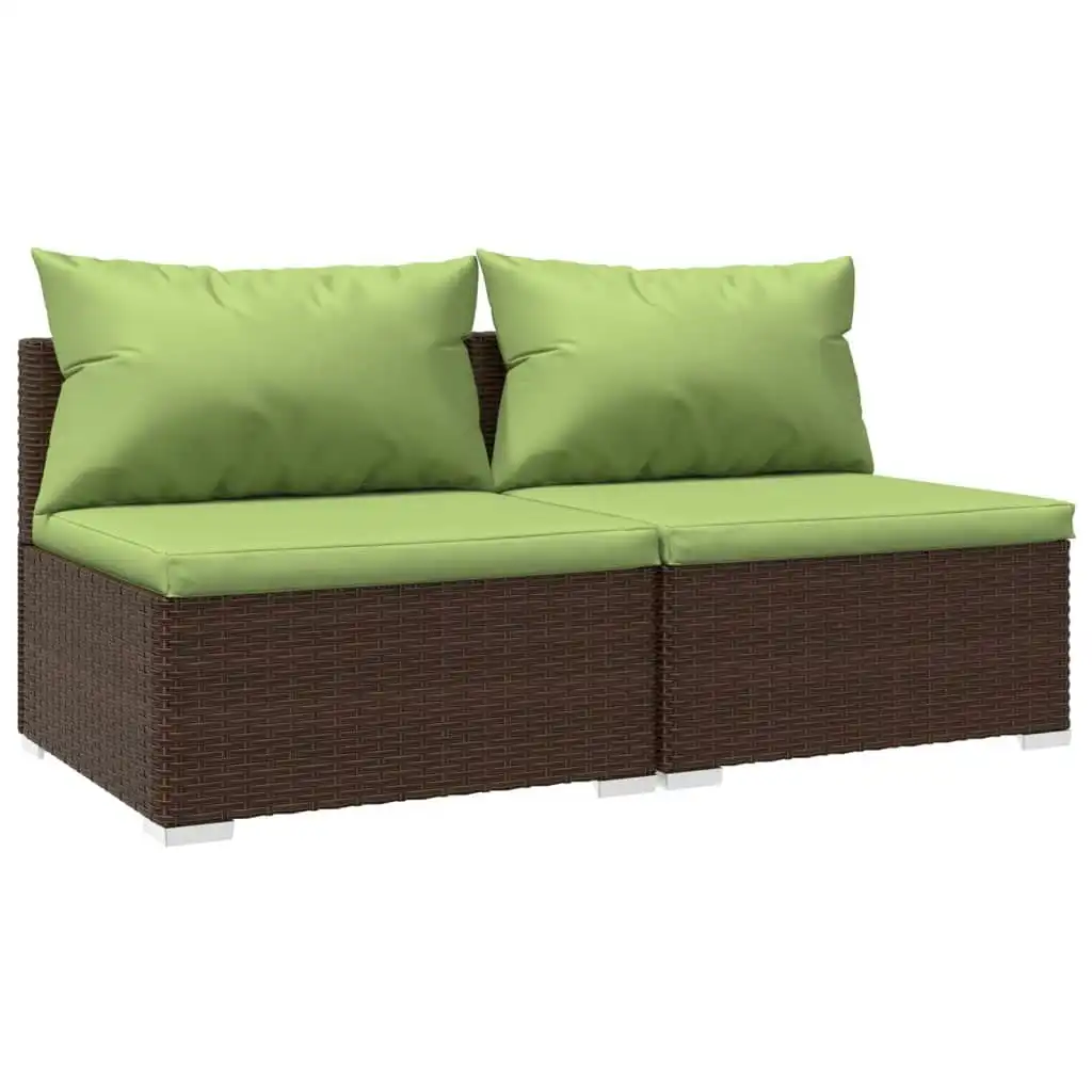 2 Piece Garden Lounge Set with Cushions Poly Rattan Brown 3101396