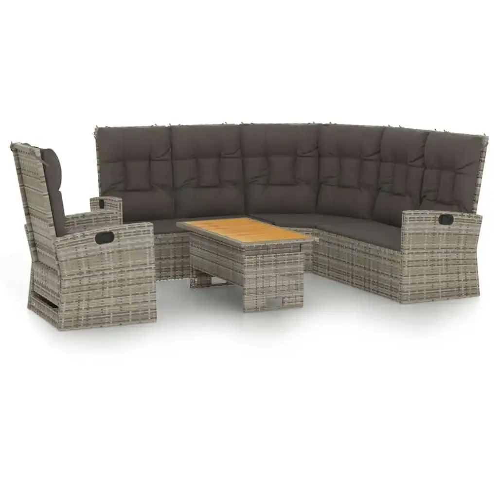 3 Piece Garden Lounge Set with Cushions Grey Poly Rattan 362178