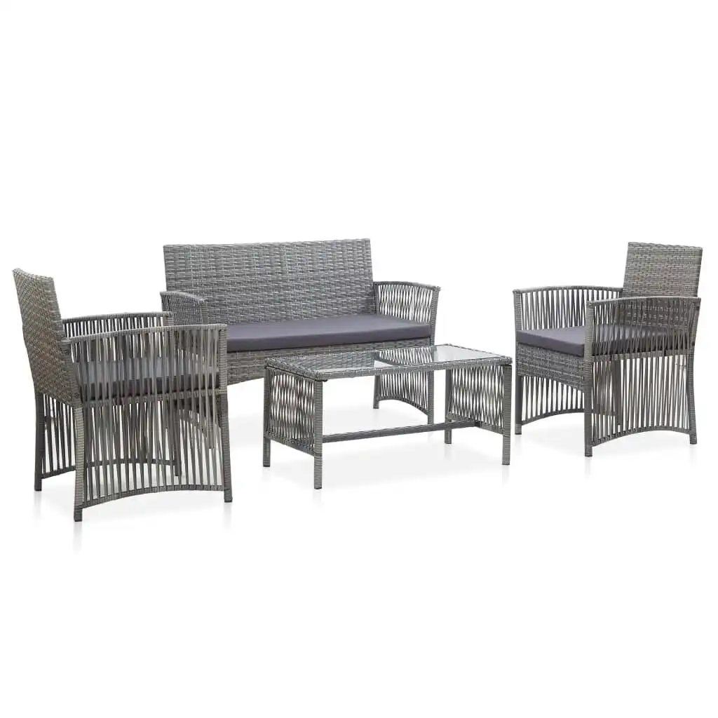 4 Piece Garden Lounge Set with Cushion Poly Rattan Anthracite 46437