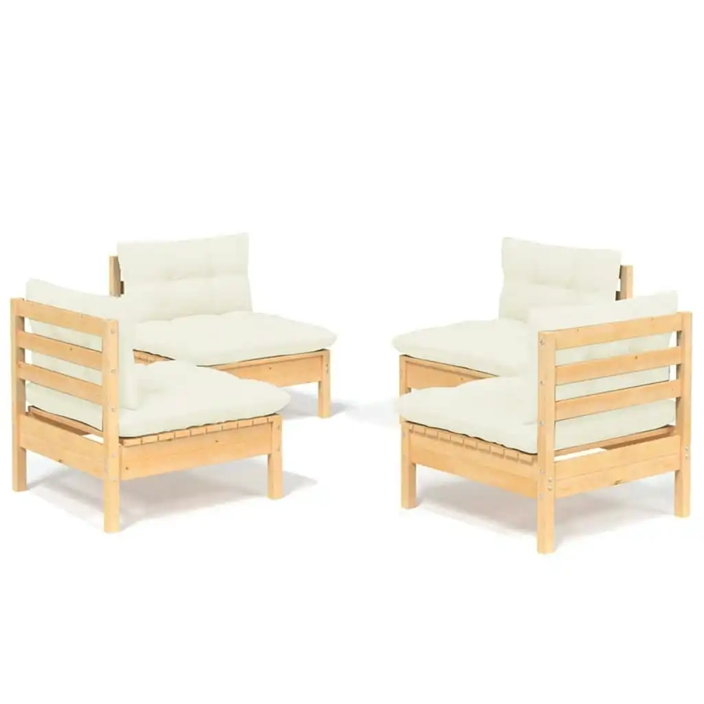 4 Piece Garden Lounge Set with Cream Cushions Pinewood 3096028