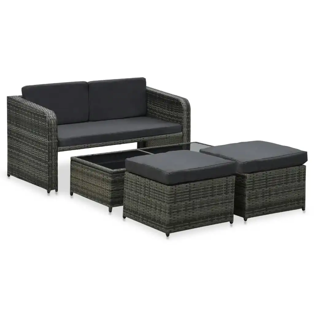 4 Piece Garden Lounge Set with Cushions Poly Rattan Anthracite 48196