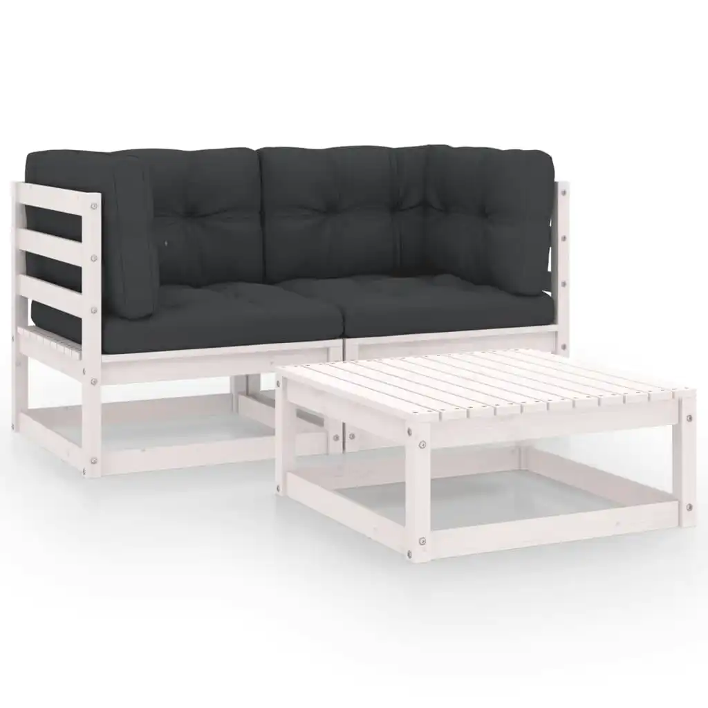3 Piece Garden Lounge Set with Cushions Solid Pinewood 3076300