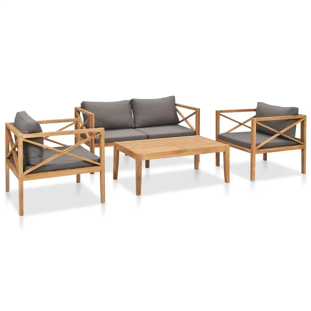 4 Piece Garden Lounge Set with Cushions Solid Wood Teak 3054663
