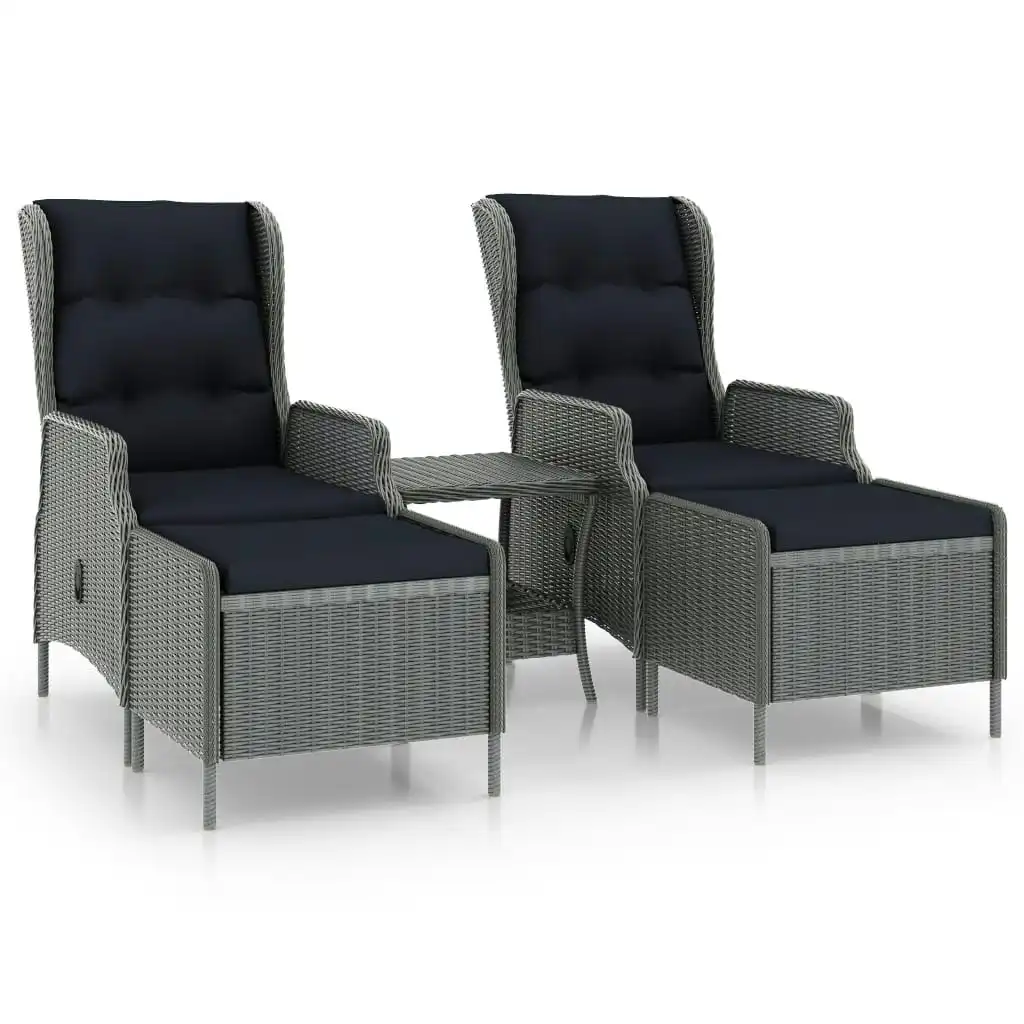 3 Piece Garden Lounge Set with Cushions Poly Rattan Light Grey 3060155