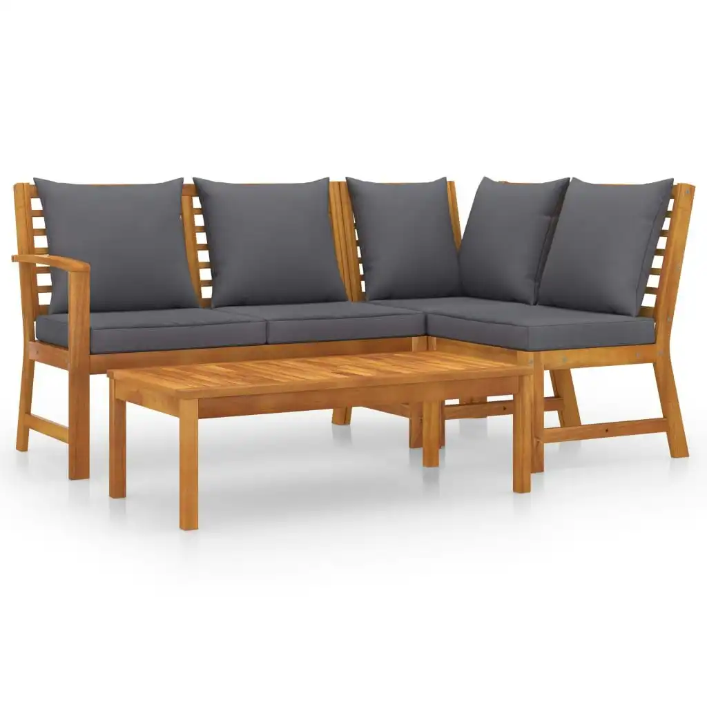 4 Piece Garden Lounge Set with Cushion Solid Acacia Wood 3057778