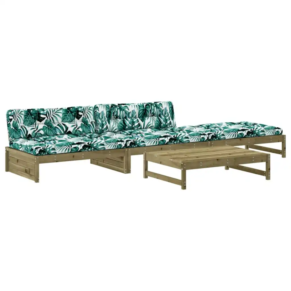 4 Piece Garden Lounge Set with Cushions Impregnated Wood Pine 3186115