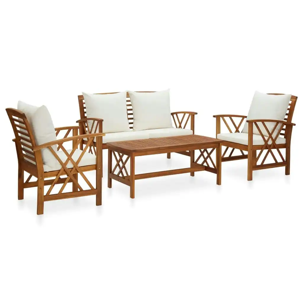 4 Piece Garden Lounge Set with Cushions Solid Acacia Wood 3057987