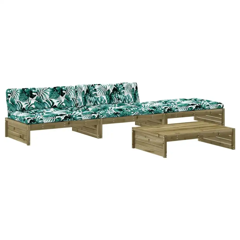 4 Piece Garden Lounge Set with Cushions Impregnated Wood Pine 3186143