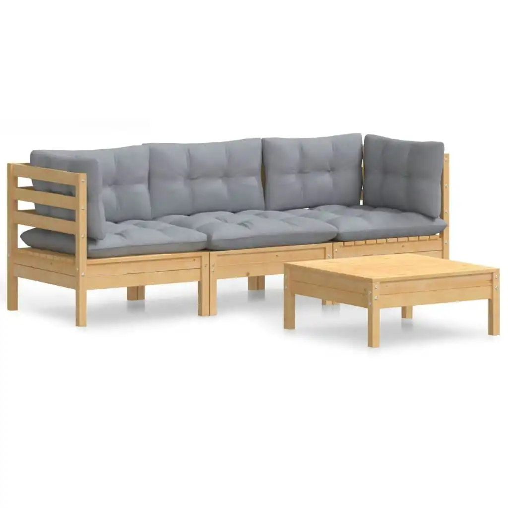 4 Piece Garden Lounge Set with Grey Cushions Pinewood 3096105