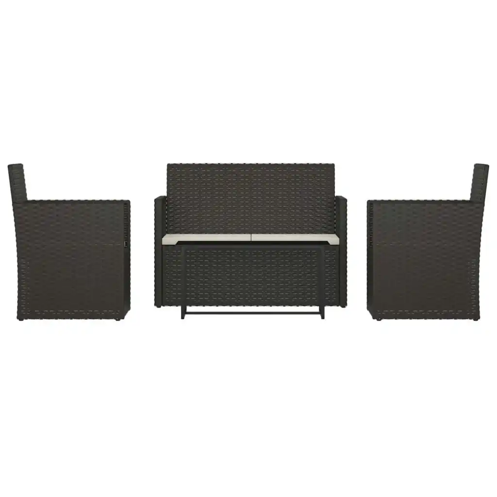 4 Piece Outdoor Lounge Set with Cushions Poly Rattan Black 319194