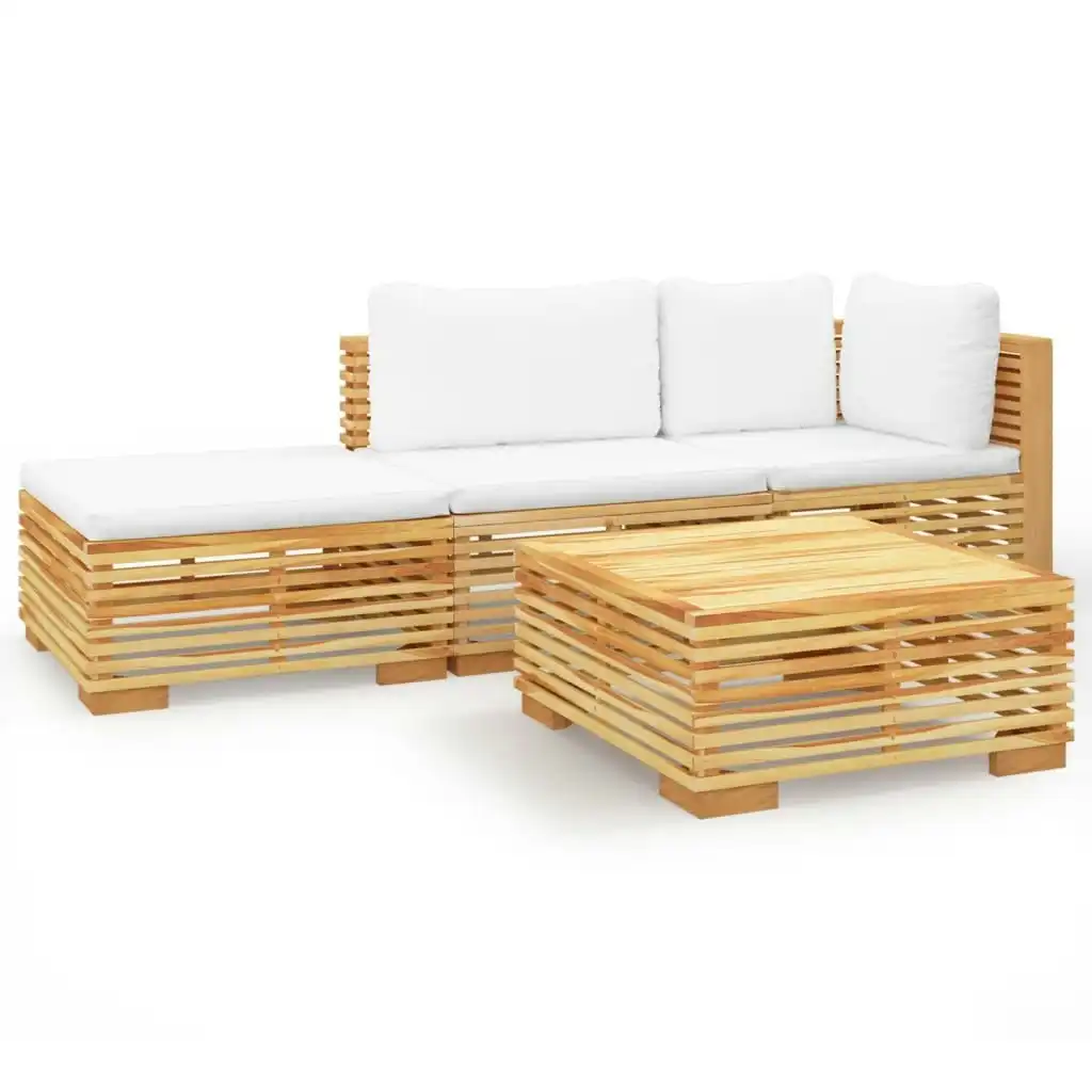 4 Piece Garden Lounge Set with Cushions Solid Wood Teak 3100911