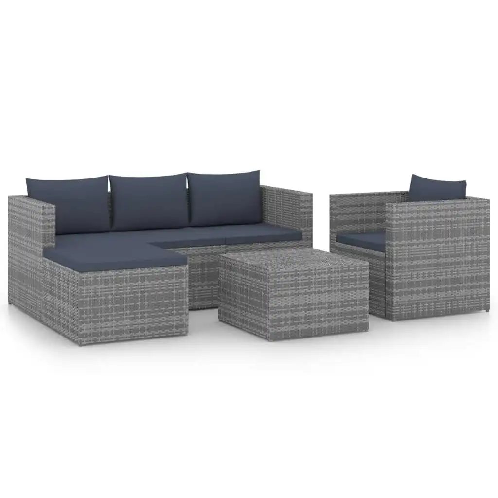 4 Piece Garden Lounge Set Poly Rattan Grey and Anthracite 45801