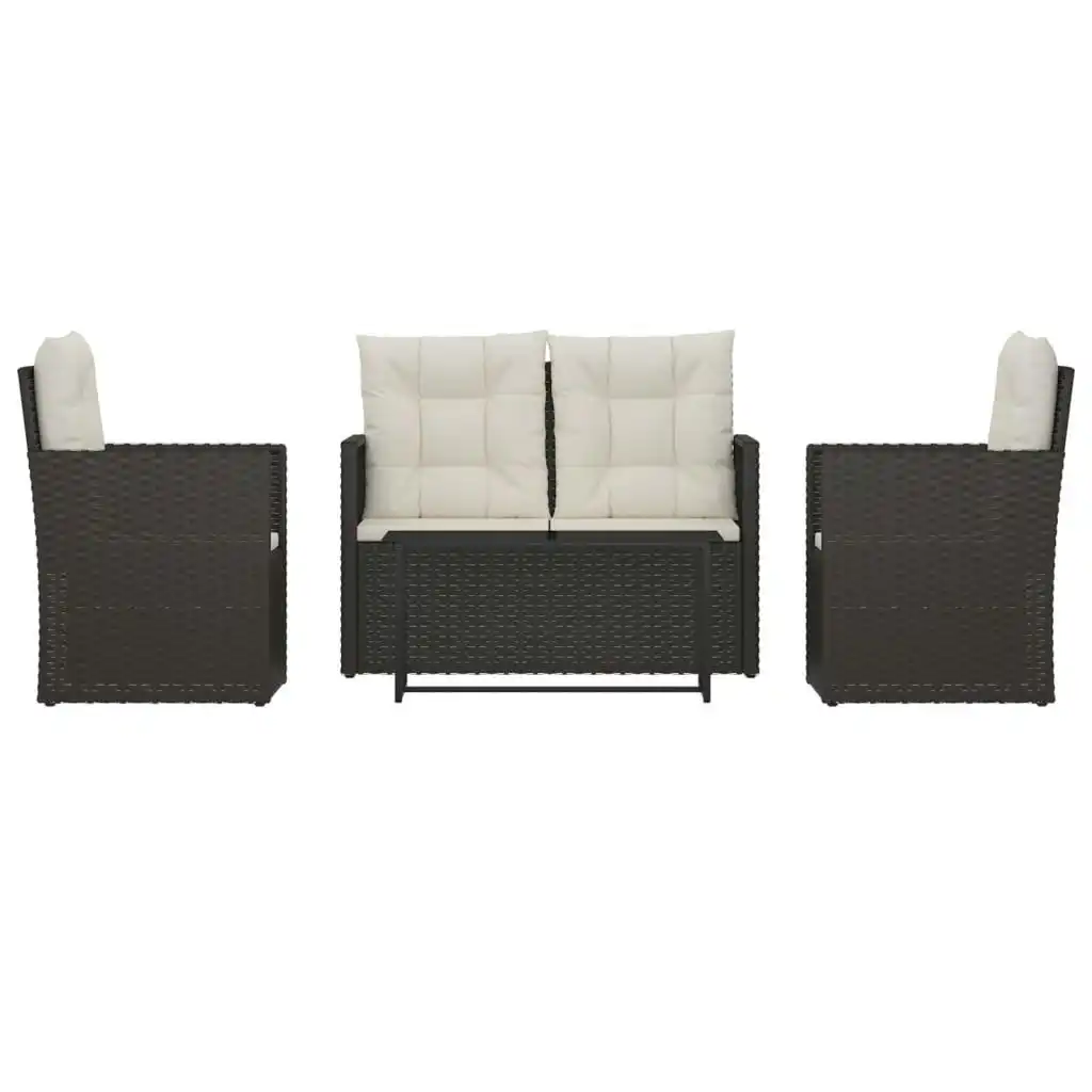 4 Piece Outdoor Lounge Set with Cushions Poly Rattan Black 319196