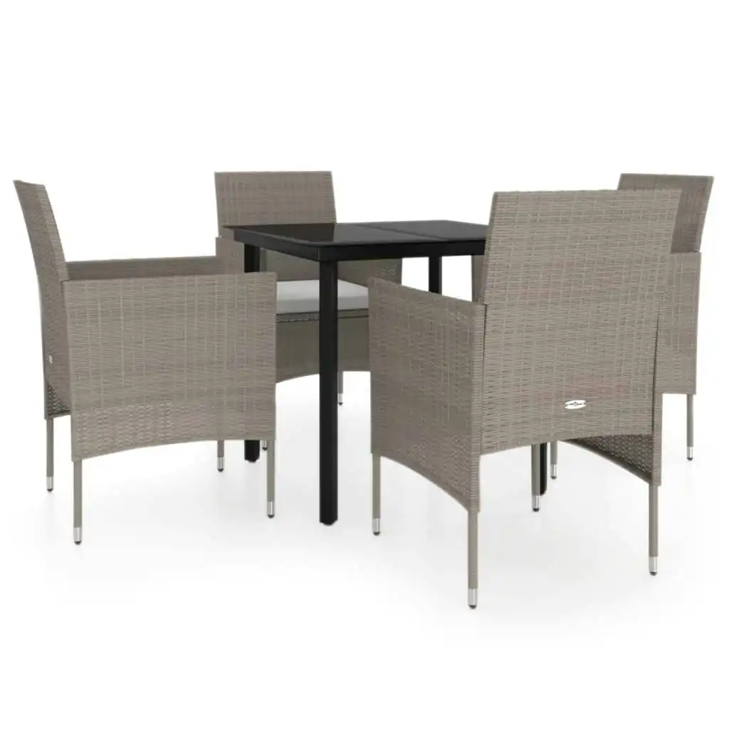 5 Piece Garden Dining Set with Cushions Beige and Black 3099294