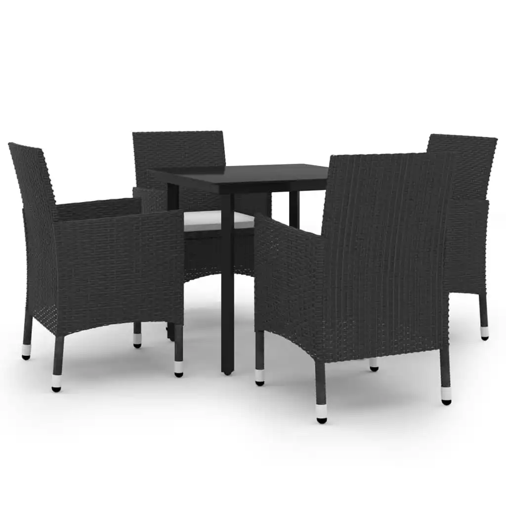 5 Piece Garden Dining Set Poly Rattan and Glass 3099680