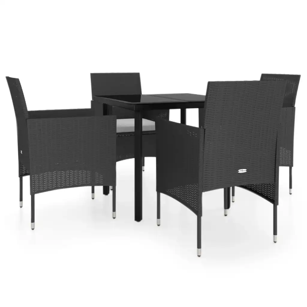 5 Piece Garden Dining Set with Cushions Black 3099282