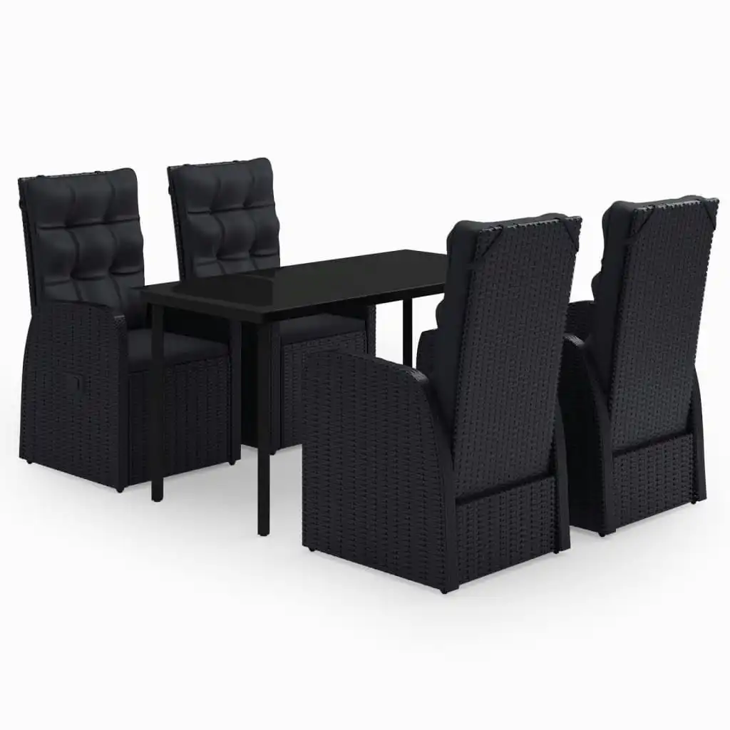 5 Piece Garden Dining Set with Cushions Black 3099481