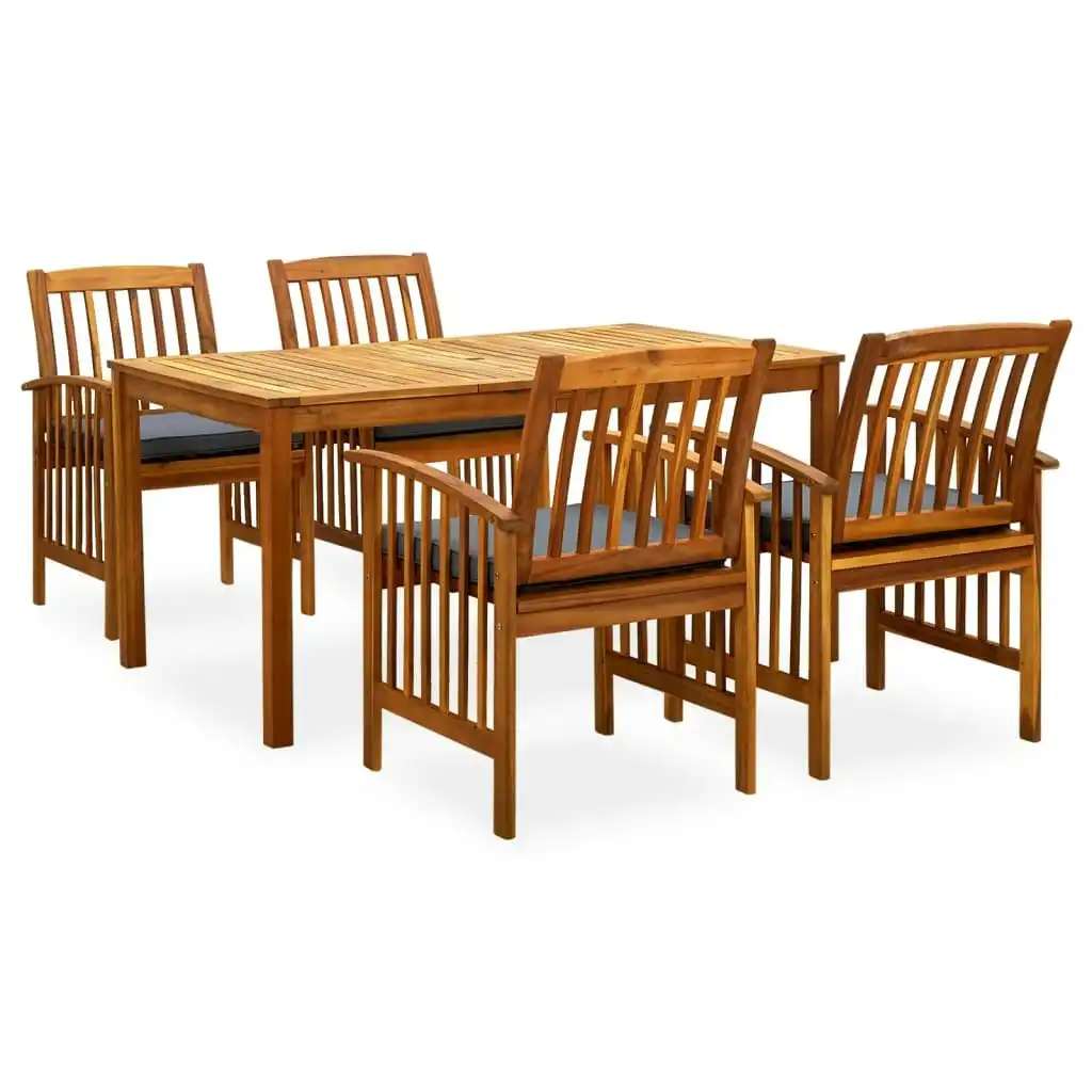 5 Piece Garden Dining Set with Cushions Solid Acacia Wood 3058088