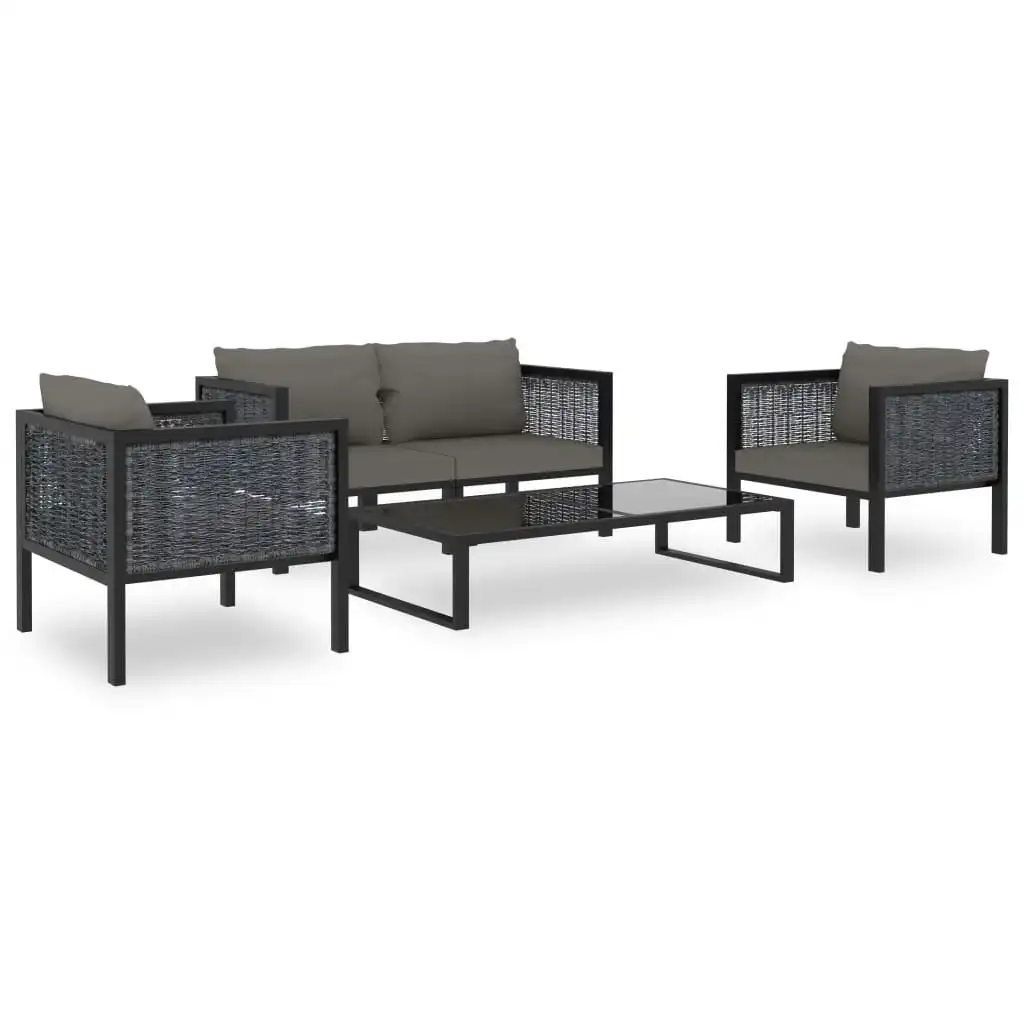 5 Piece Garden Lounge Set with Cushions Poly Rattan Anthracite 49408