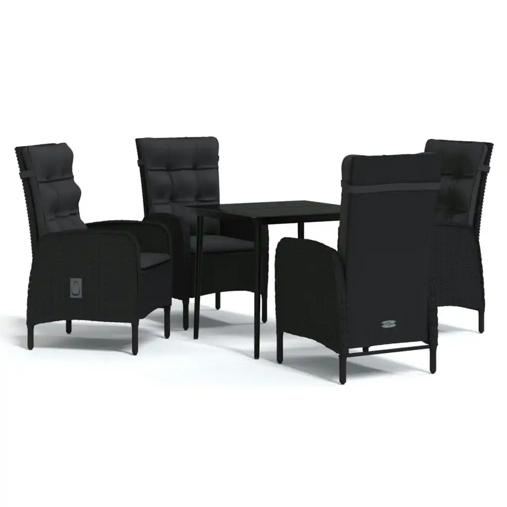 5 Piece Garden Dining Set with Cushions Black 3099366