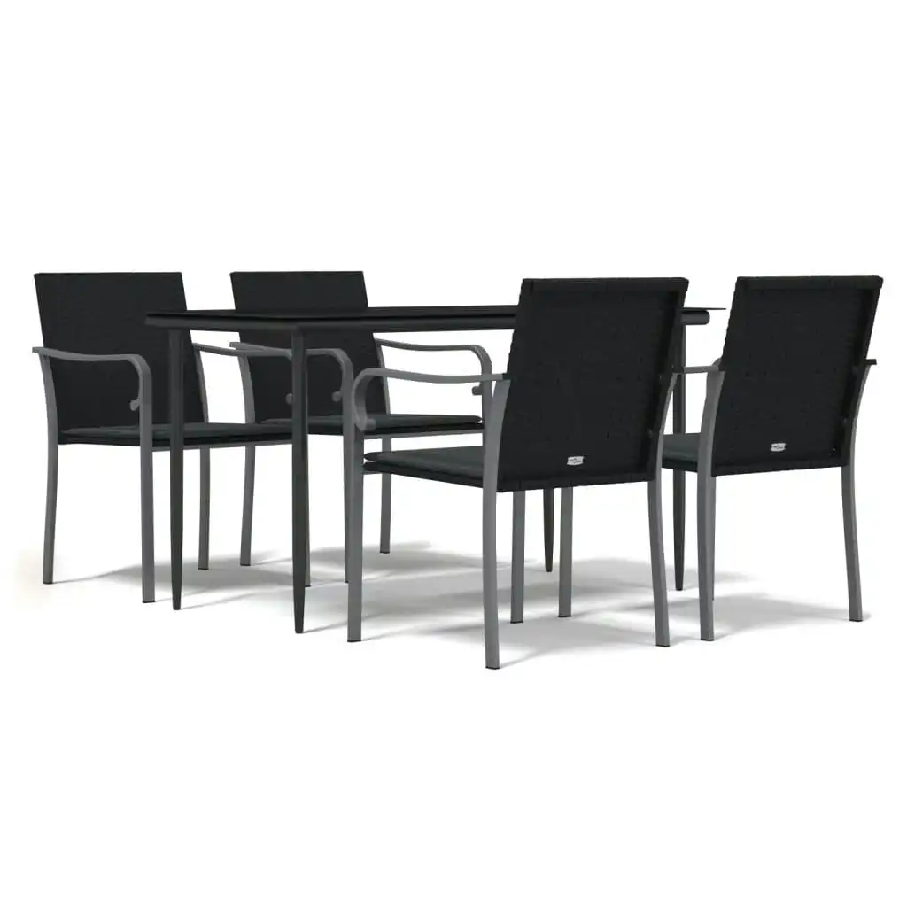 5 Piece Garden Dining Set with Cushions Poly Rattan and Steel 3186943