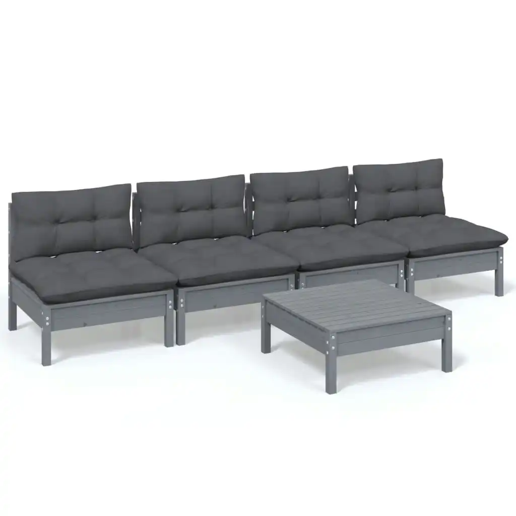 5 Piece Garden Lounge Set with Anthracite Cushions Pinewood 3096132