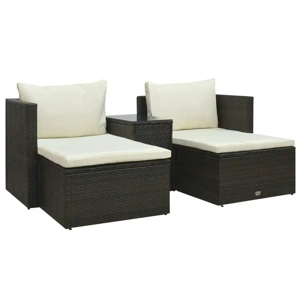 5 Piece Garden Lounge Set with Cushions Poly Rattan Brown 47812