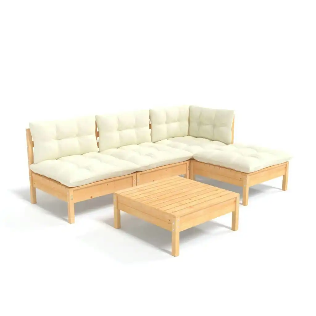5 Piece Garden Lounge Set with Cream Cushions Pinewood 3096304