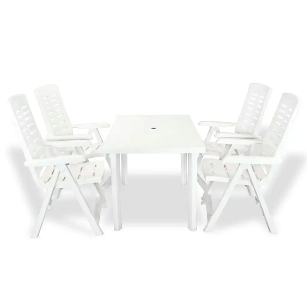 5 Piece Outdoor Dining Set Plastic White 275074