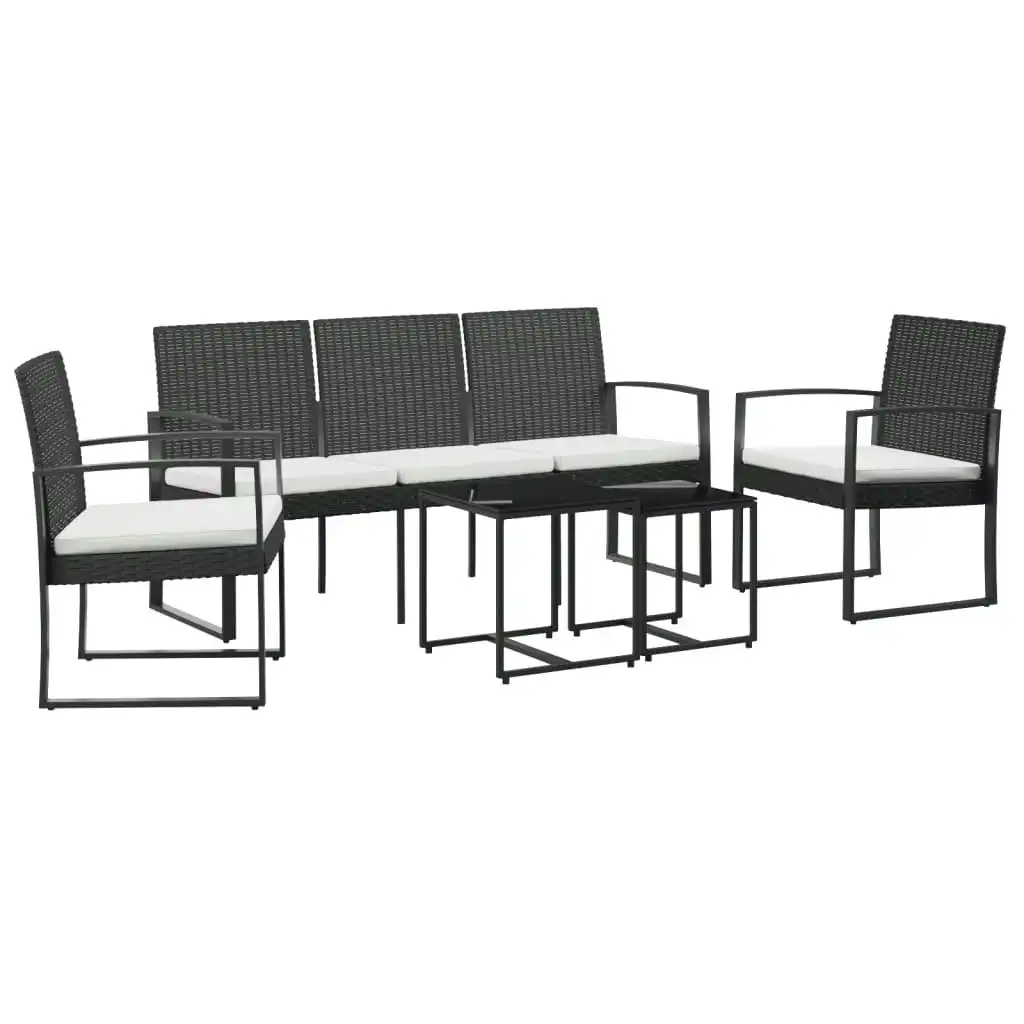 5 piece Garden Dining Set with Cushions Black PP Rattan 360218