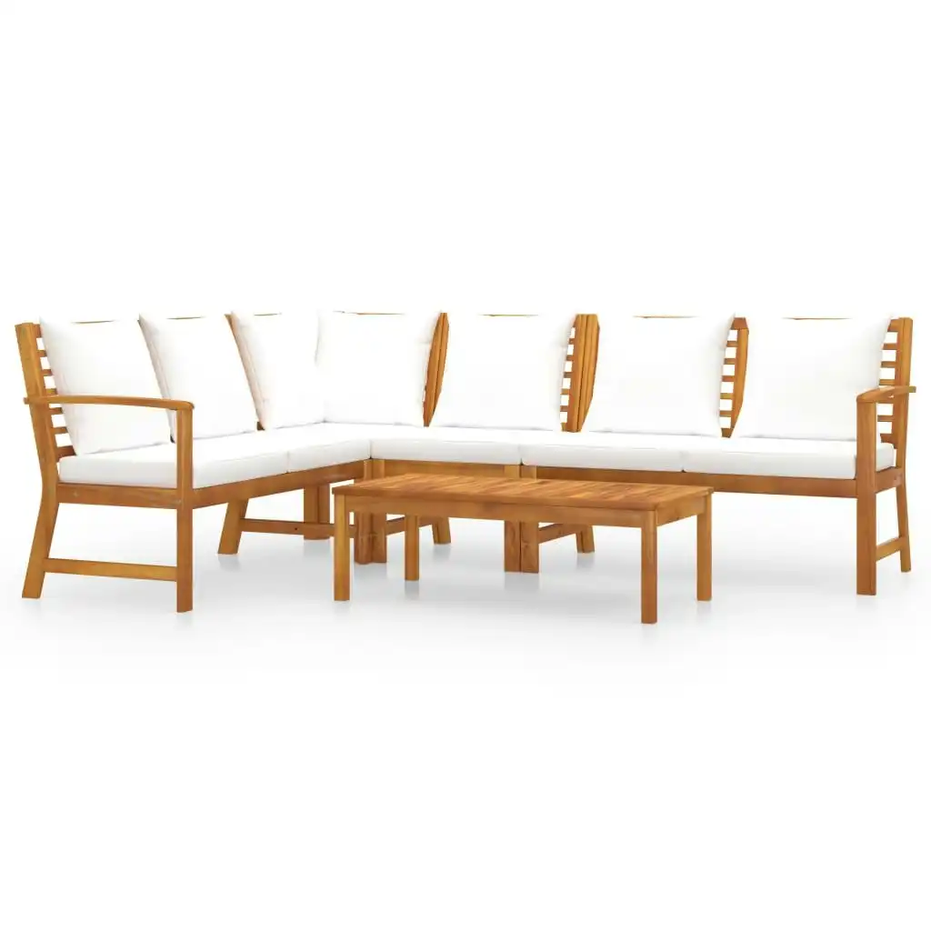 5 Piece Garden Lounge Set with Cushion Cream Solid Acacia Wood 3057773
