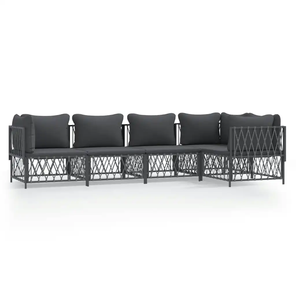5 Piece Garden Lounge Set with Cushions Anthracite Steel 3186873