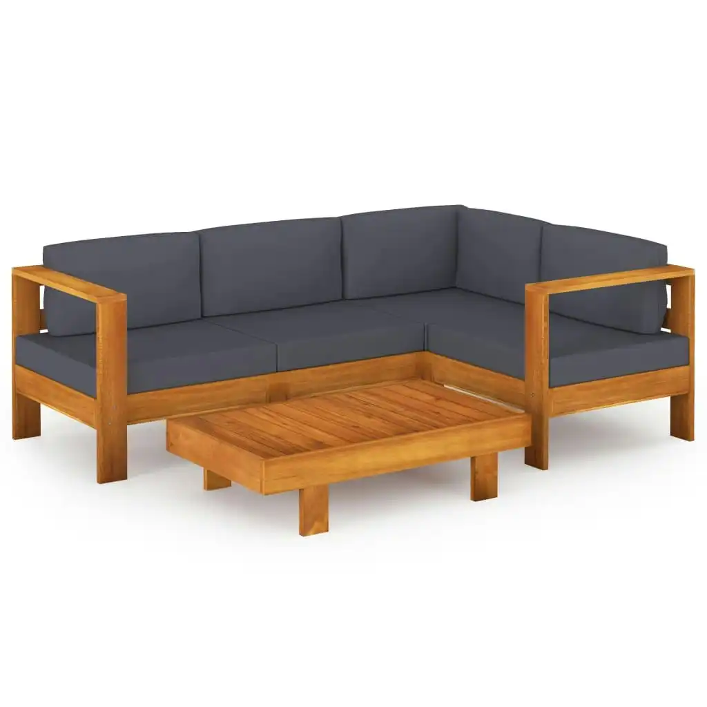 5 Piece Garden Lounge Set with Dark Grey Cushions Acacia Wood 3057951